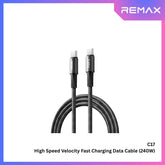 REMAX - C17 Velocity Aluminium Alloy Type-C To Type-C Fast Charging Data Cable (240W) - Black
